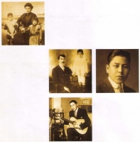 1) Doña Higinia del Carmen Haram, con sus hijos Héctor Roberto (futuro don Ata) y María del Carmen. 2) Don José Demetrio Chavero y su hijo Héctor Roberto. 3) Héctor Roberto adolescente. 4) El joven Héctor Roberto, ya Atahualpa Yupanqui.