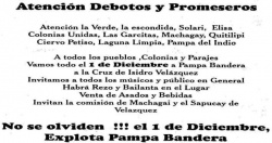 Anuncio del 1 de diciembre en Pampa Bandera por Isidro Velazquez